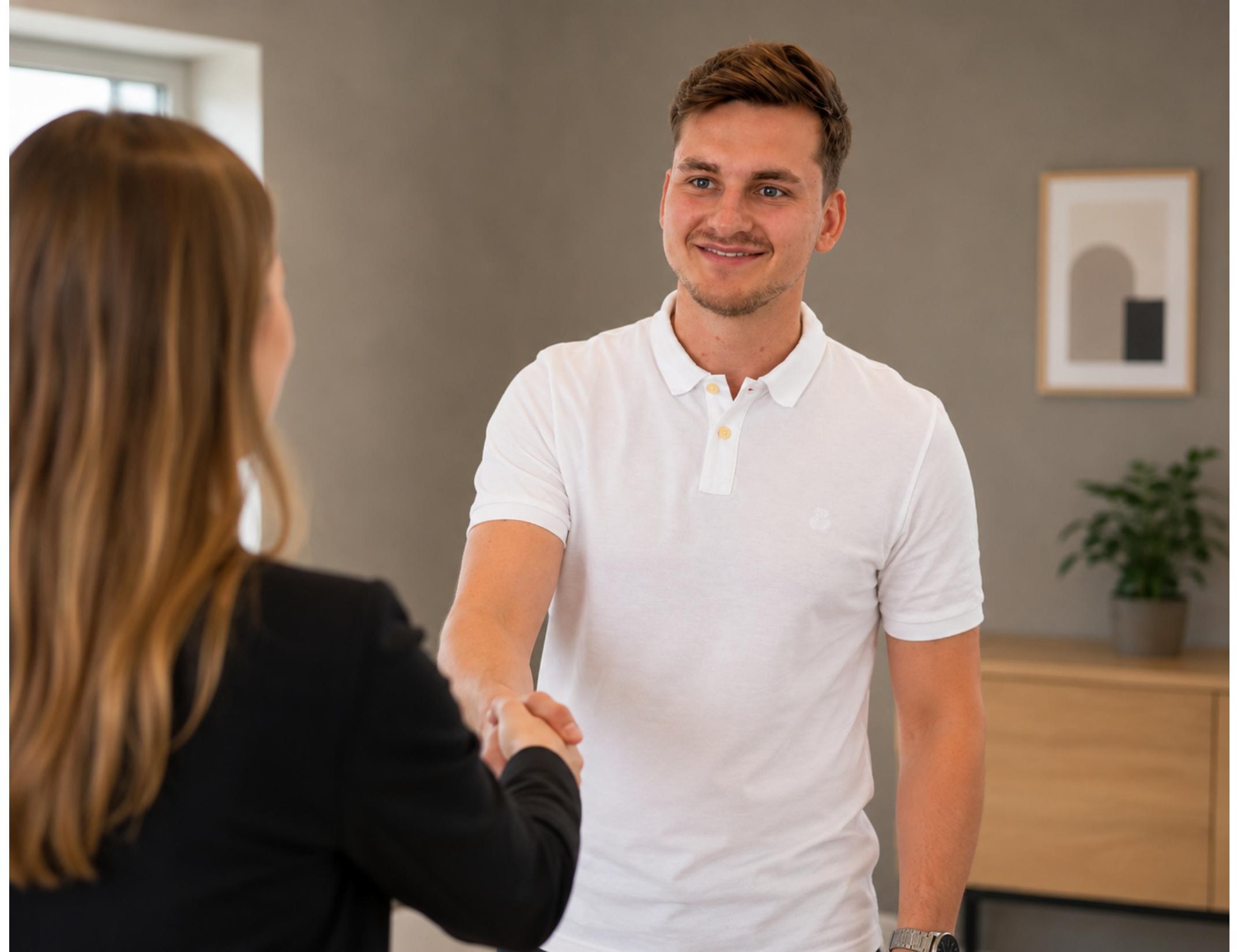 Niklas Schöffler welcoming a client